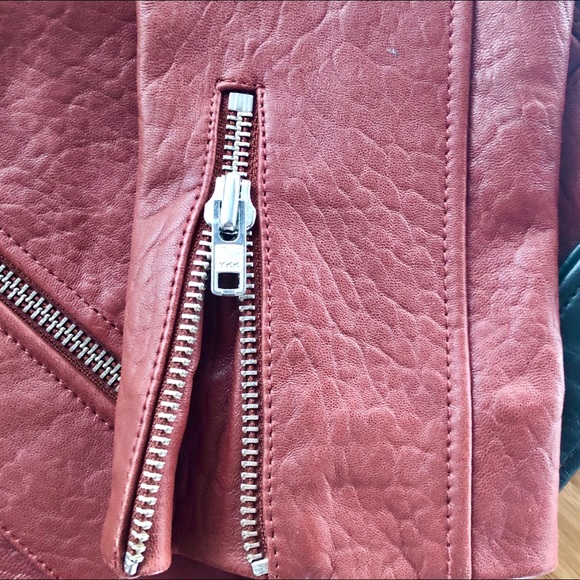 maje Leather Bixente Moto Jacket in Burgundy - Picture 4 of 8